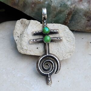 Aaron Anderson Tufa cast Sonoran Gold turquoise pendant Isleta pueblo Dragonfly